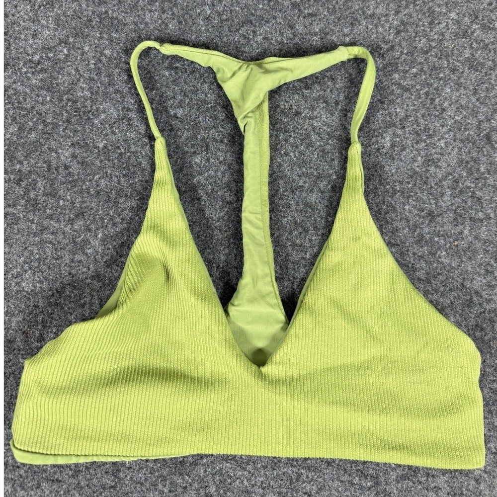 Boys + Arrows Bikini Top Womens XS Lime Green Ribbed Racerback V-Neck Swim